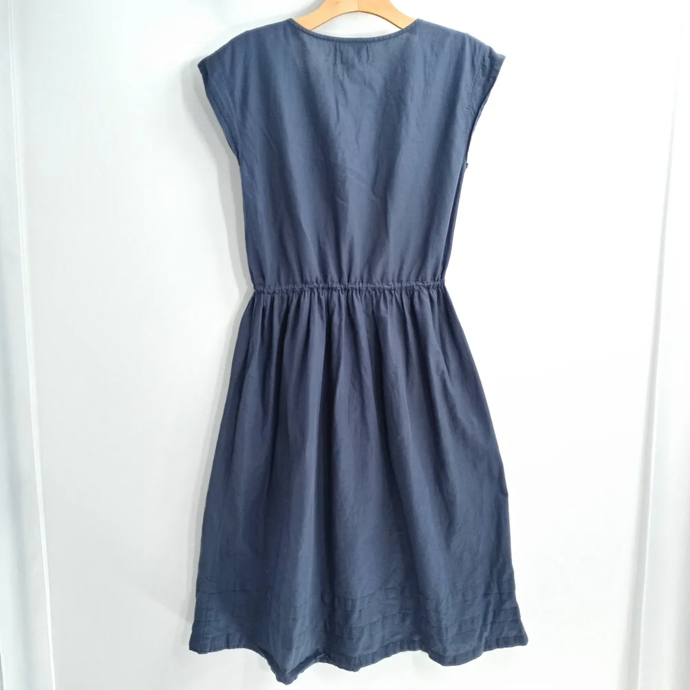 Lazy Bones Navy Cotton Embroidered Cap Sleeve‎ Dress - Picture 6 of 9